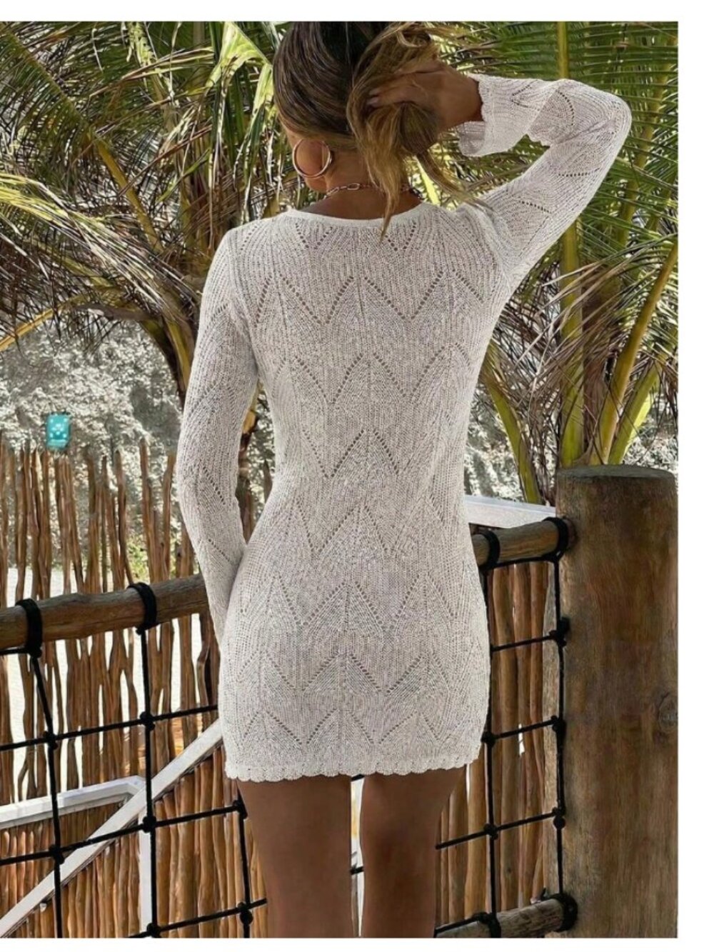 Women's Crochet Knit Swimsuit Coverup | Beachwear | Resort | Vacation - Picture 3 of 3